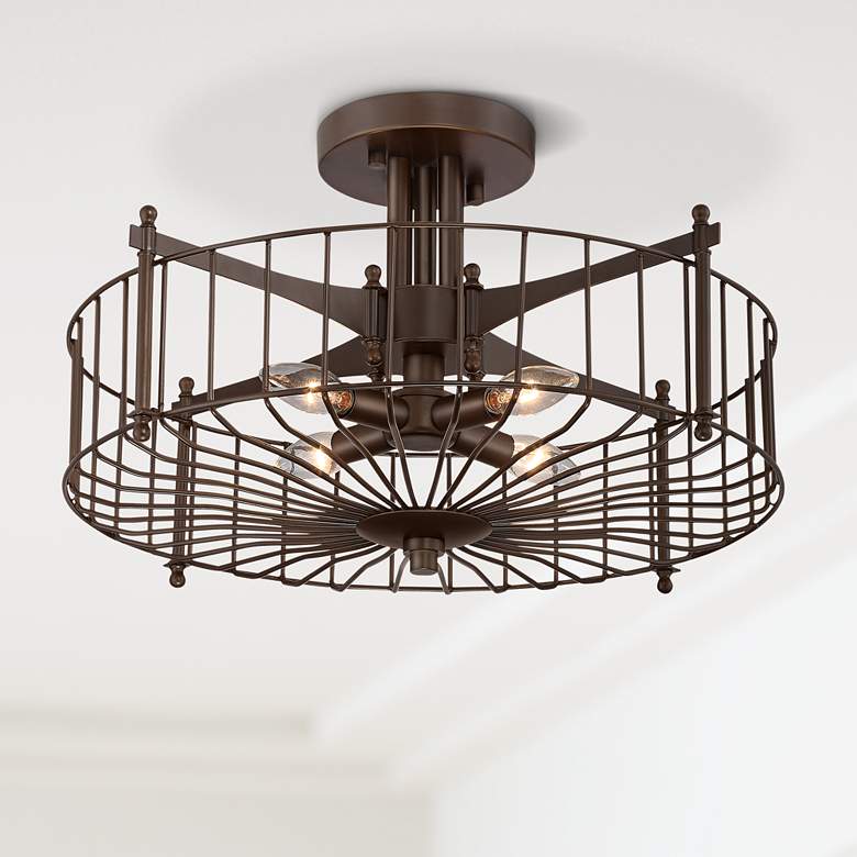 Image 1 Morris 20 1/2" Wide Oil-Rubbed Bronze 4-Light Ceiling Light