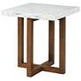 1_Morris 22" Wide White Marble and Espresso Wood Coffee Table