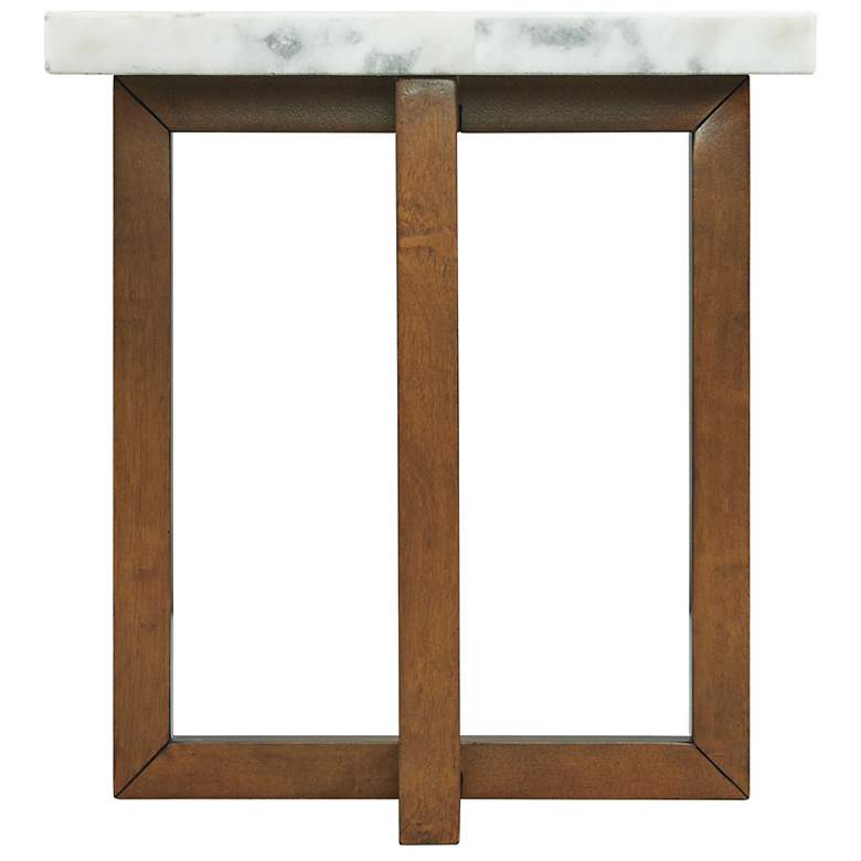 Image 3 Morris 22" Wide White Marble and Espresso Wood Coffee Table more views