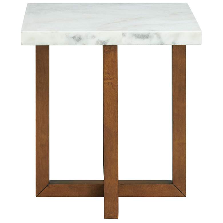 Image 4 Morris 22" Wide White Marble and Espresso Wood Coffee Table more views