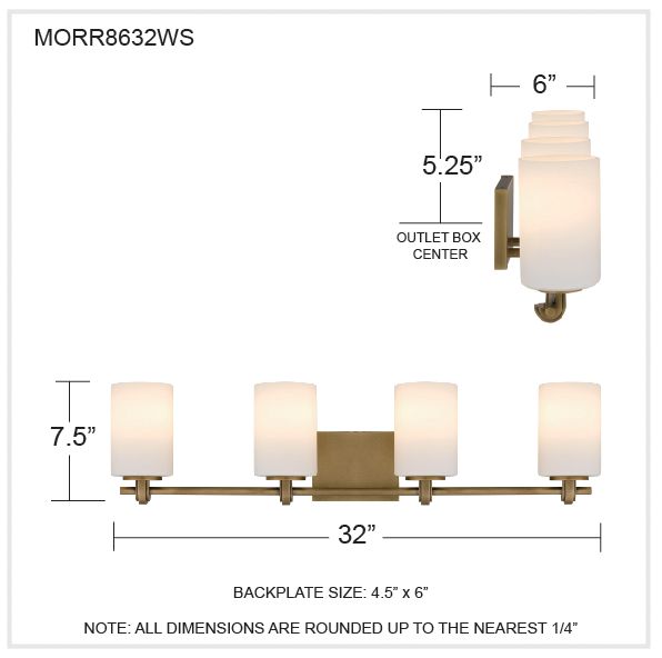 Morris 4-Light Weathered Brass Vanity Light