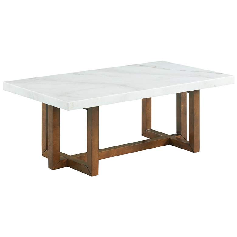 Image 1 Morris 48" Wide White Marble and Espresso Wood Coffee Table