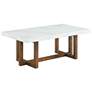 1_Morris 48" Wide White Marble and Espresso Wood Coffee Table