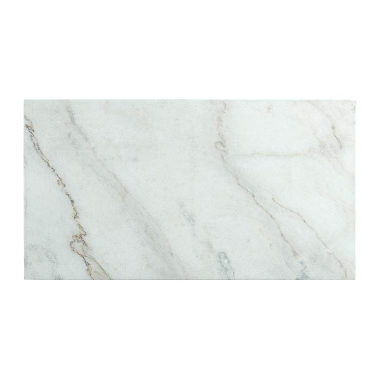 Image 2 Morris 48" Wide White Marble and Espresso Wood Coffee Table more views