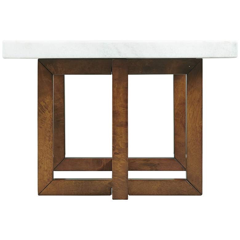 Image 3 Morris 48" Wide White Marble and Espresso Wood Coffee Table more views