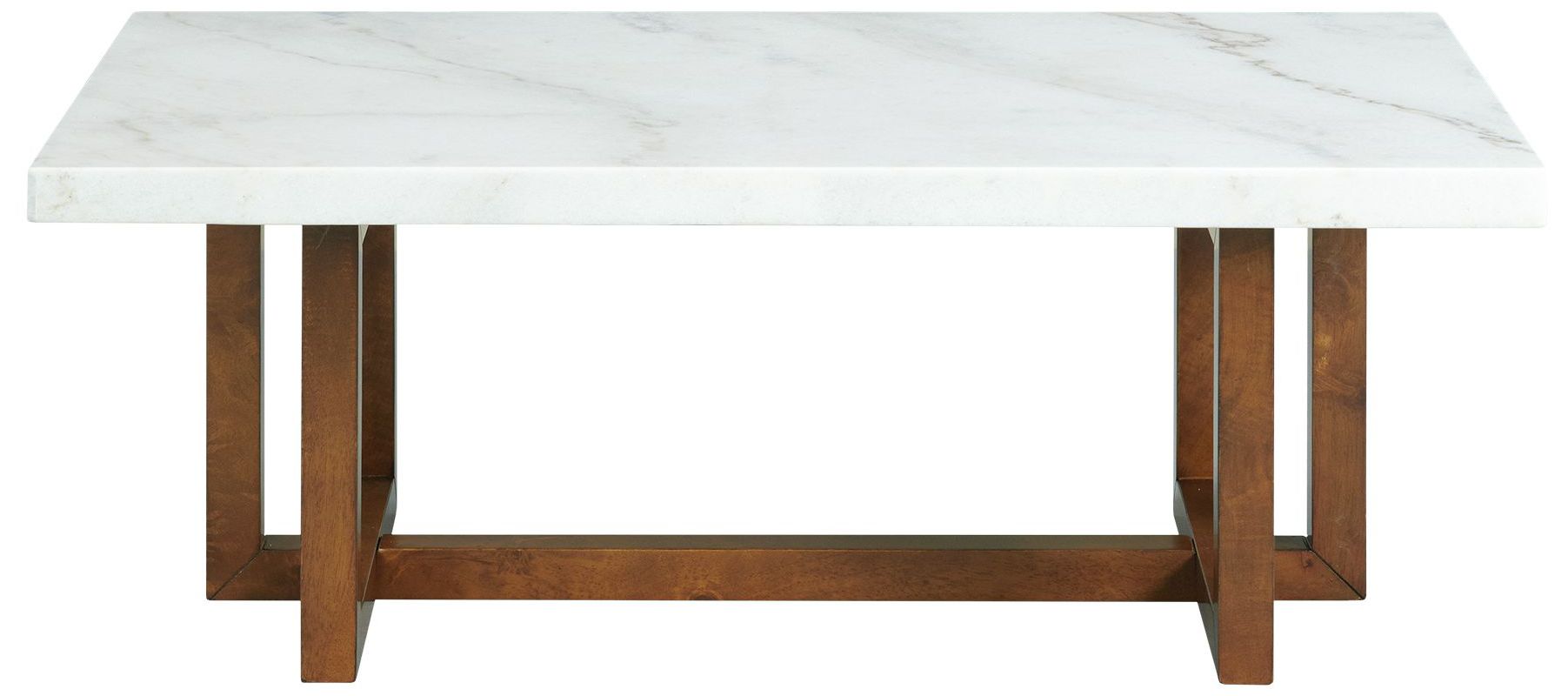 Image 4 Morris 48" Wide White Marble and Espresso Wood Coffee Table more views