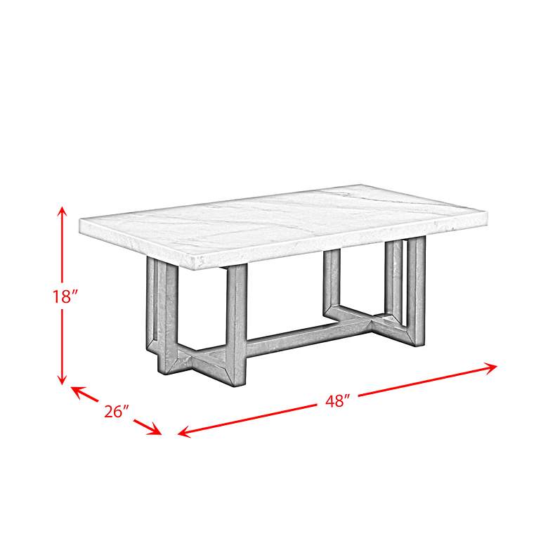 Image 5 Morris 48" Wide White Marble and Espresso Wood Coffee Table more views