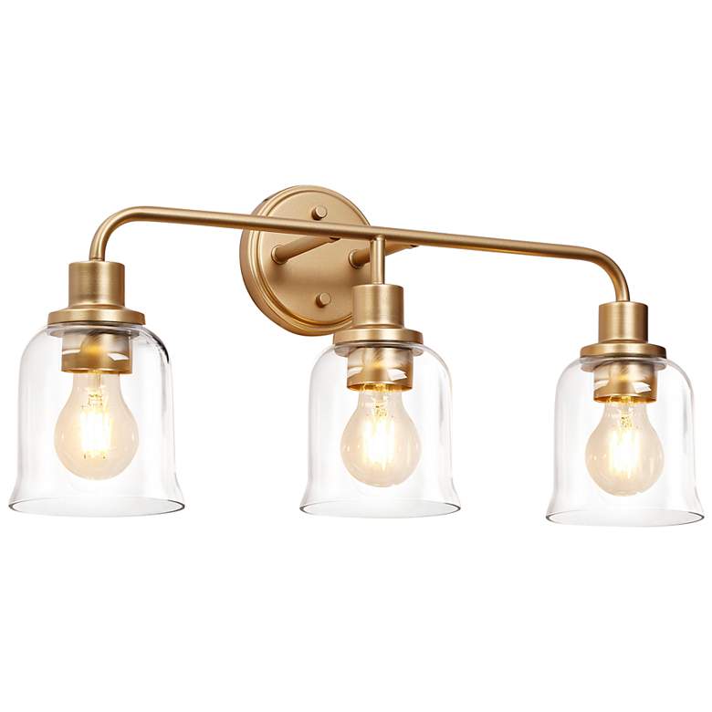 Image 1 Morrisave 22 3/4" Wide Satin Gold 3-Light Vanity Bath Light