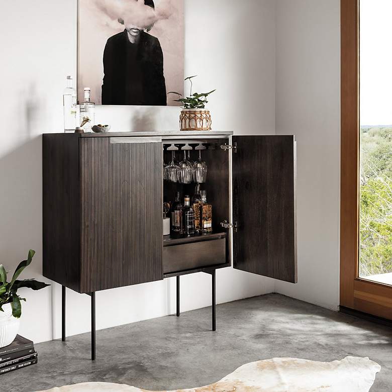 Image 1 Morrison 40" Wide Warm Natural Mindi 2-Door Bar Cabinet