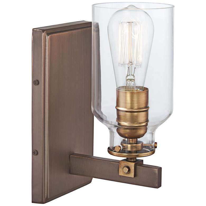 Image 2 Morrow 10 inch High Harvard Court Bronze and Gold Wall Sconce