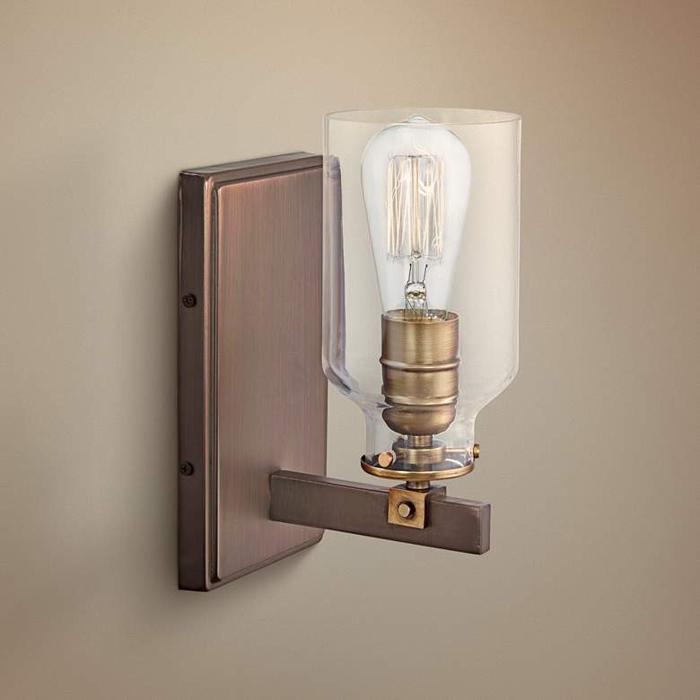 Image 1 Morrow 10" High Harvard Court Bronze and Gold Wall Sconce