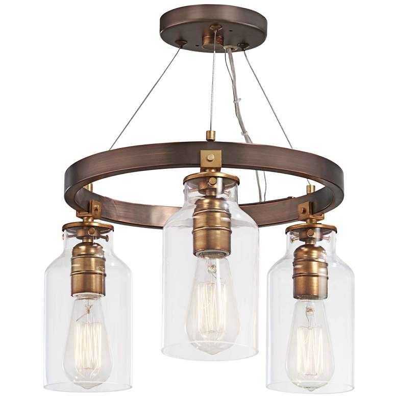 Image 2 Morrow 16 inch Wide Bronze and Gold 3-Light Ceiling Light