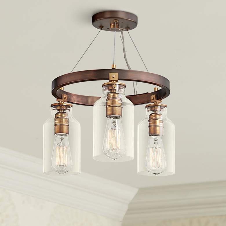 Image 1 Morrow 16" Wide Bronze and Gold 3-Light Ceiling Light