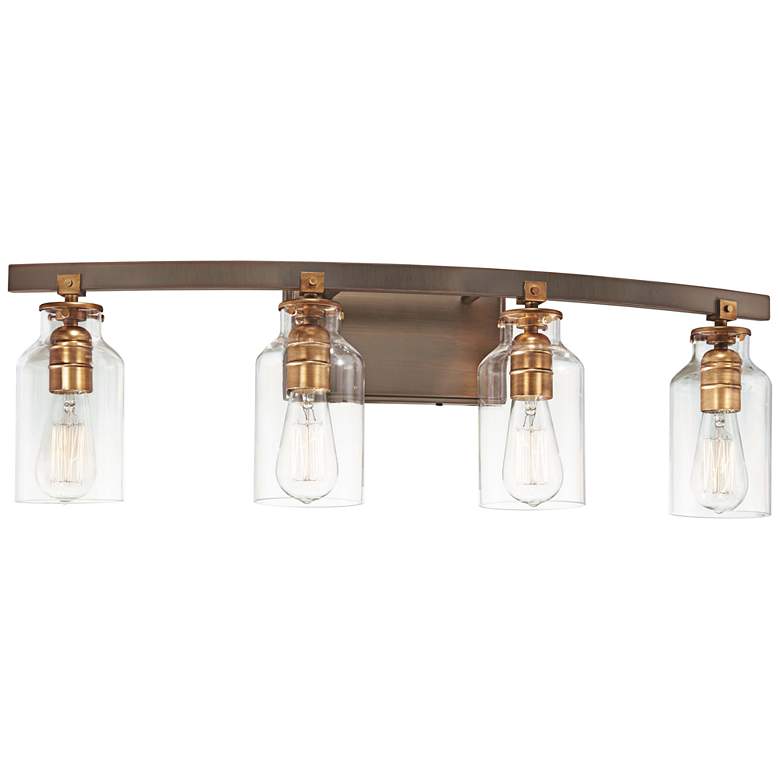 Image 2 Morrow 30 1/4 inch Wide Bronze and Gold 4-Light Bath Light
