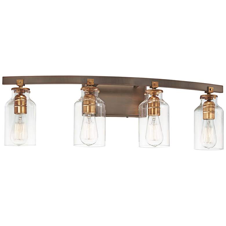 Image 2 Morrow 30 1/4" Wide Bronze and Gold 4-Light Bath Light