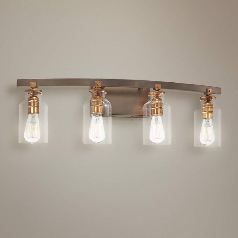 Image 1 Morrow 30 1/4" Wide Bronze and Gold 4-Light Bath Light