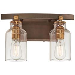 Morrow 9 1/4&quot; High Bronze and Gold 2-Light Wall Sconce