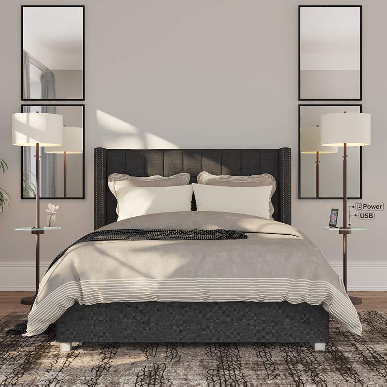 Image 1 Morrow Tray Table Floor Lamp with USB and Outlet Set of 2