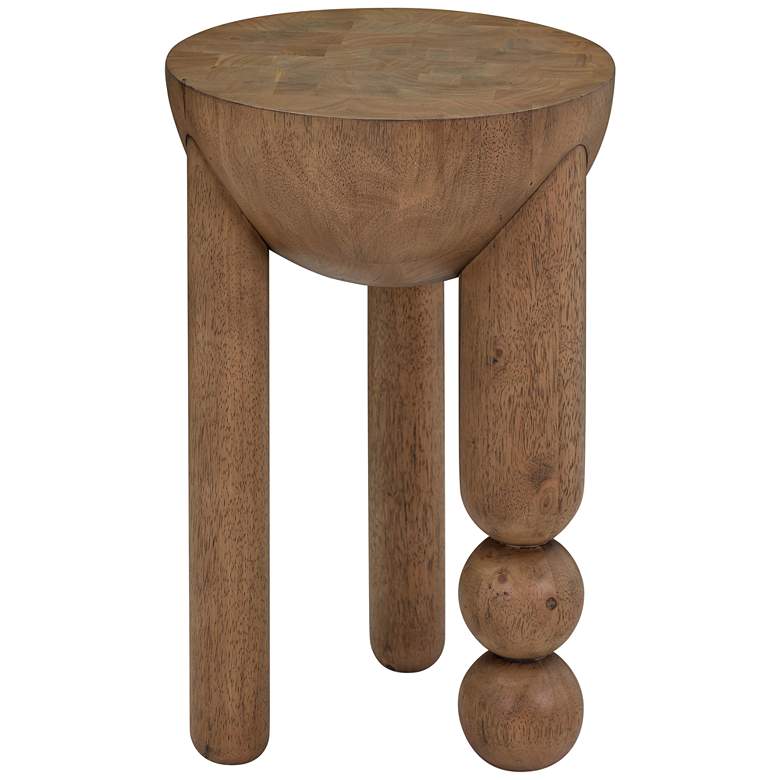 Image 1 Morse 14 inch Wide Cognac Brown Wood Round Accent Table