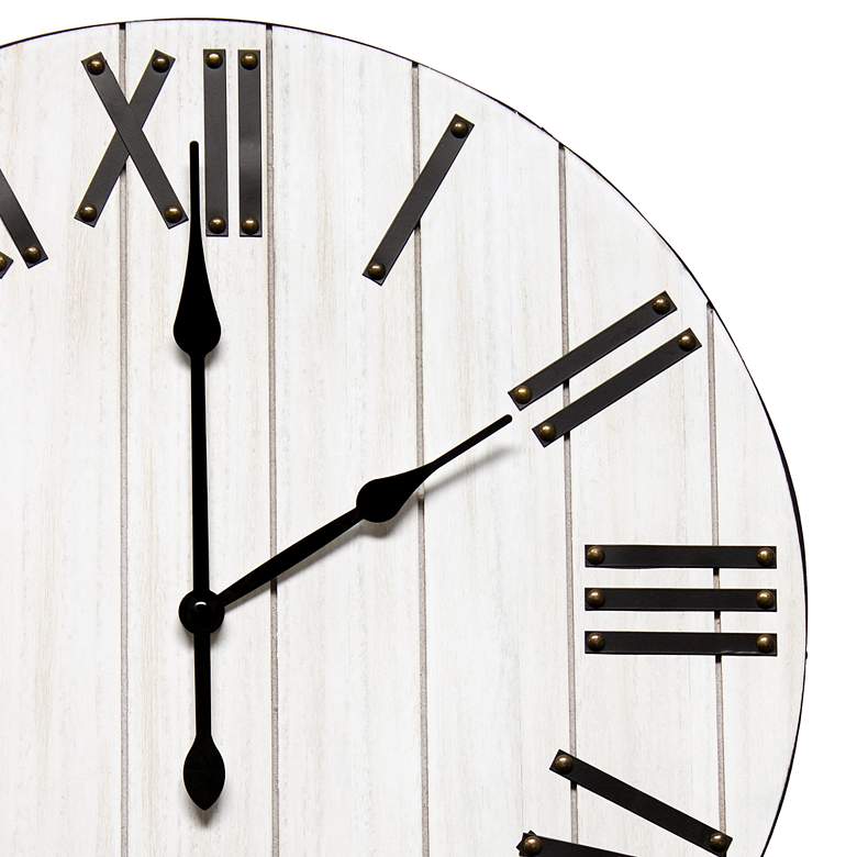Image 3 Mortenson White Wash Wood 21" Round Wall Clock more views