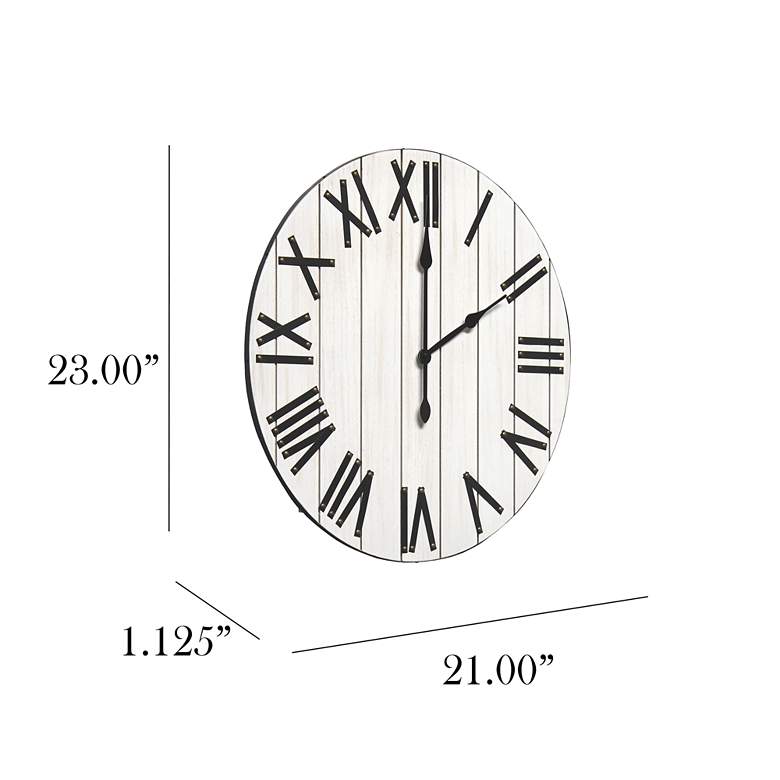 Image 7 Mortenson White Wash Wood 21" Round Wall Clock more views