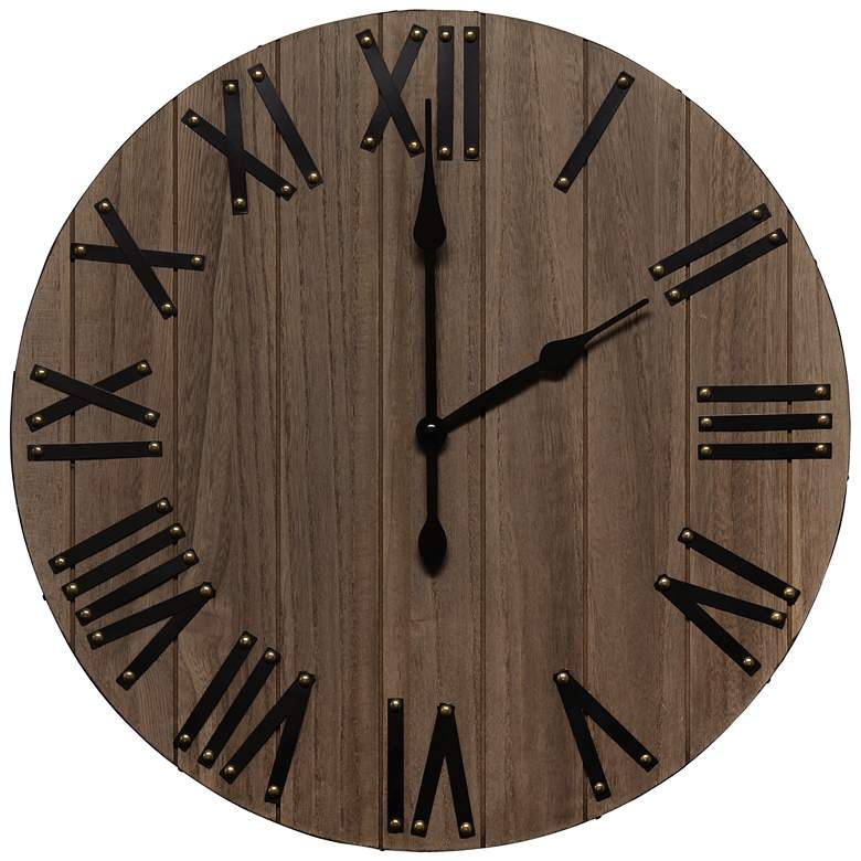 Image 2 Mortonsen Restored Wood 21 inch Round Wall Clock