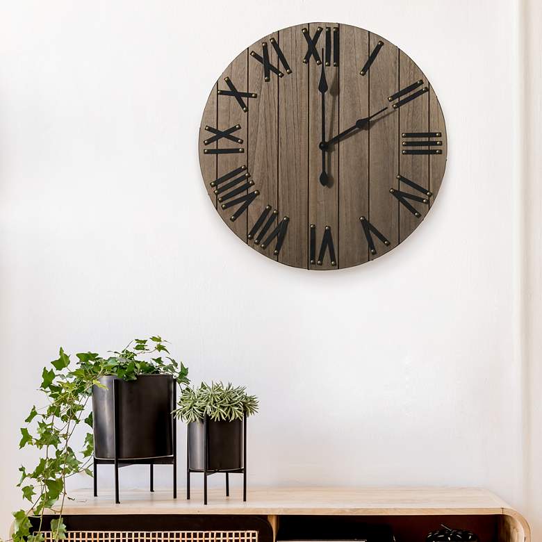 Image 1 Mortonsen Restored Wood 21" Round Wall Clock