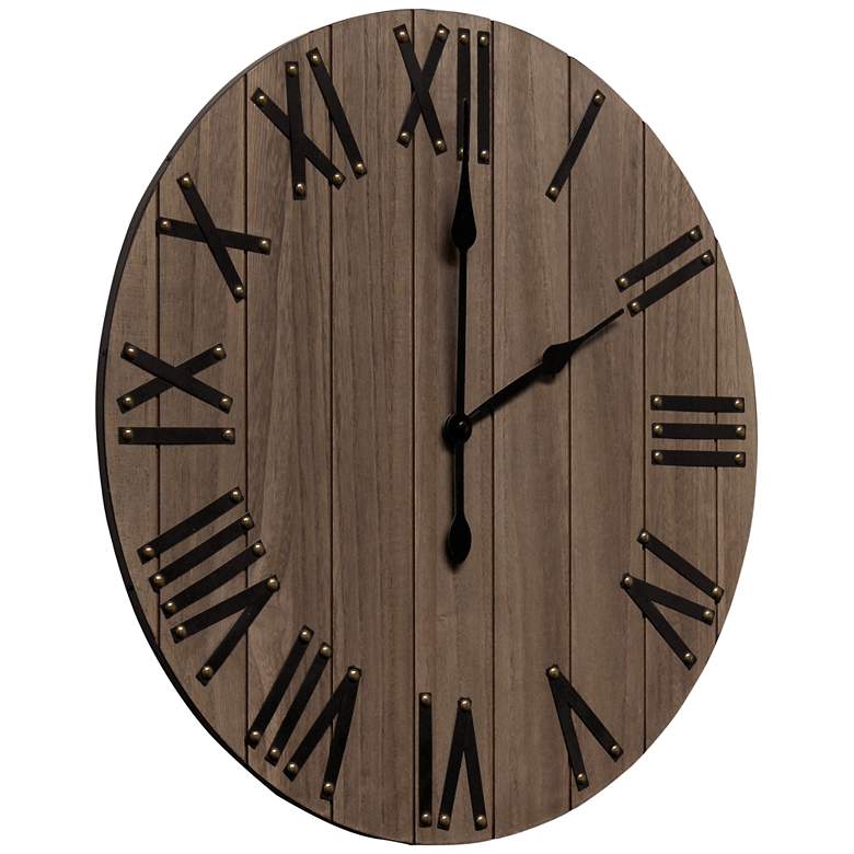 Image 6 Mortonsen Restored Wood 21 inch Round Wall Clock more views