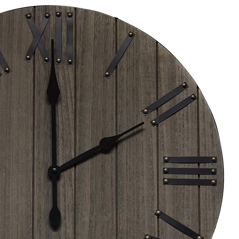Image 3 Mortonsen Rustic Gray Wood 21" Round Wall Clock more views