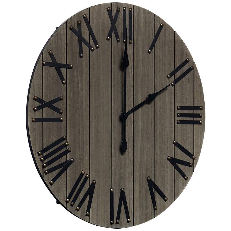 Image 6 Mortonsen Rustic Gray Wood 21" Round Wall Clock more views