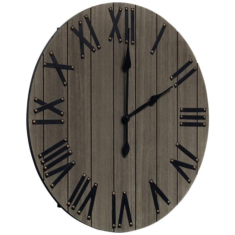 Image 6 Mortonsen Rustic Gray Wood 21 inch Round Wall Clock more views