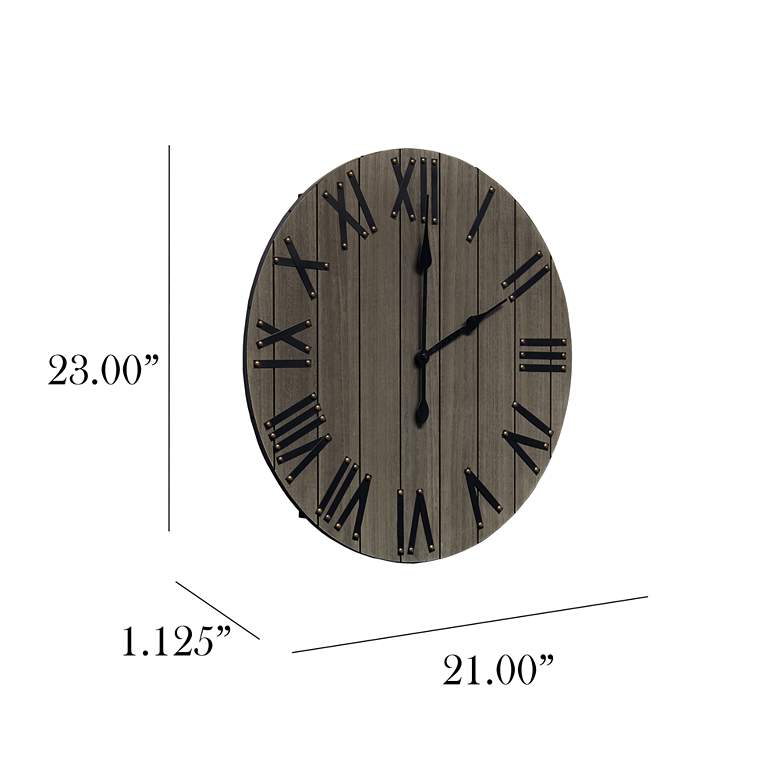 Image 7 Mortonsen Rustic Gray Wood 21" Round Wall Clock more views