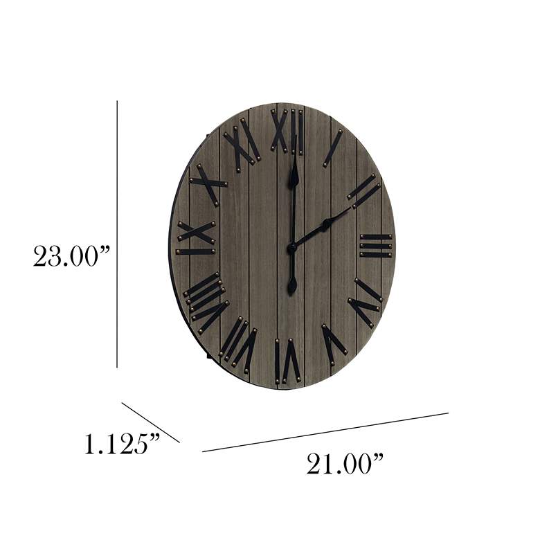 Image 7 Mortonsen Rustic Gray Wood 21 inch Round Wall Clock more views