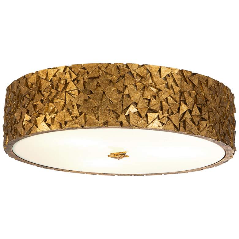 Image 2 Mosaic 16 inch Wide Antique Gold Leaf Round Ceiling Light