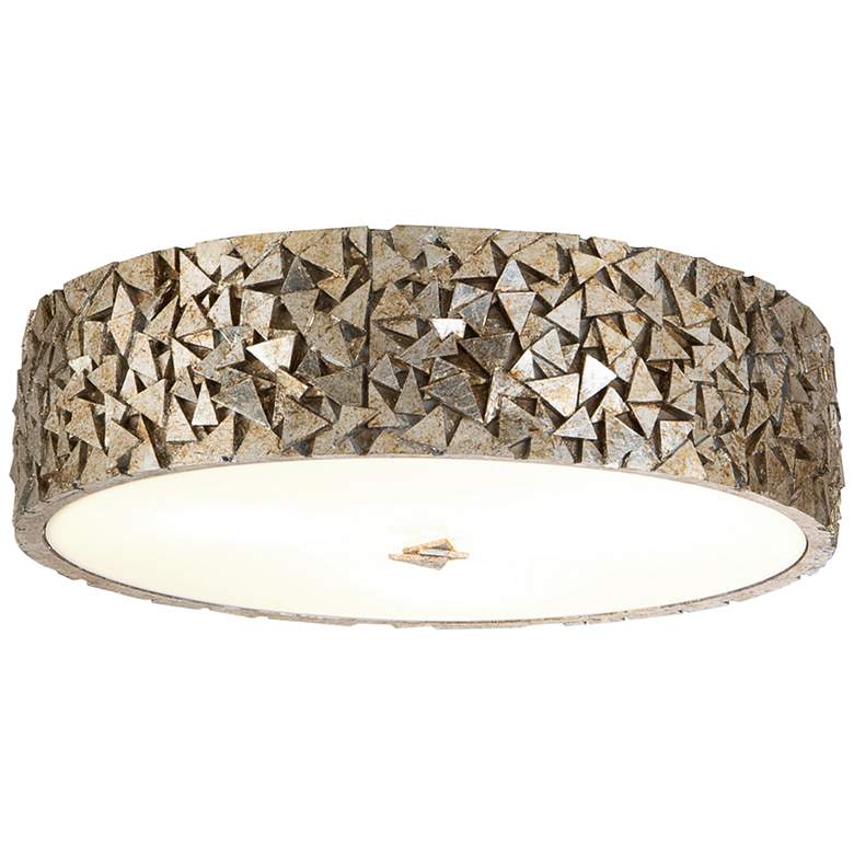 Image 2 Mosaic 16 inch Wide Antique Silver Leaf Modern Rustic Round Ceiling Light