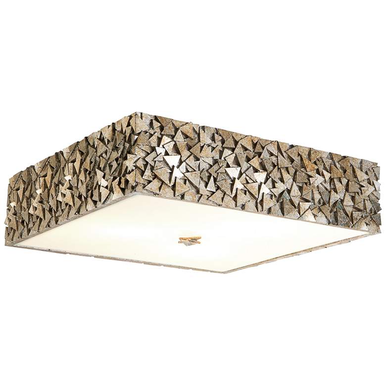 Image 2 Mosaic 16 inch Wide Antique Silver Leaf Square Ceiling Light