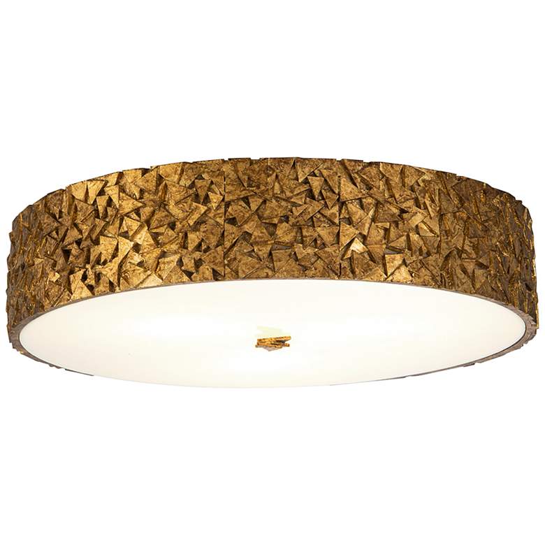 Image 2 Mosaic 20 inch Wide Antique Gold Leaf Round Ceiling Light