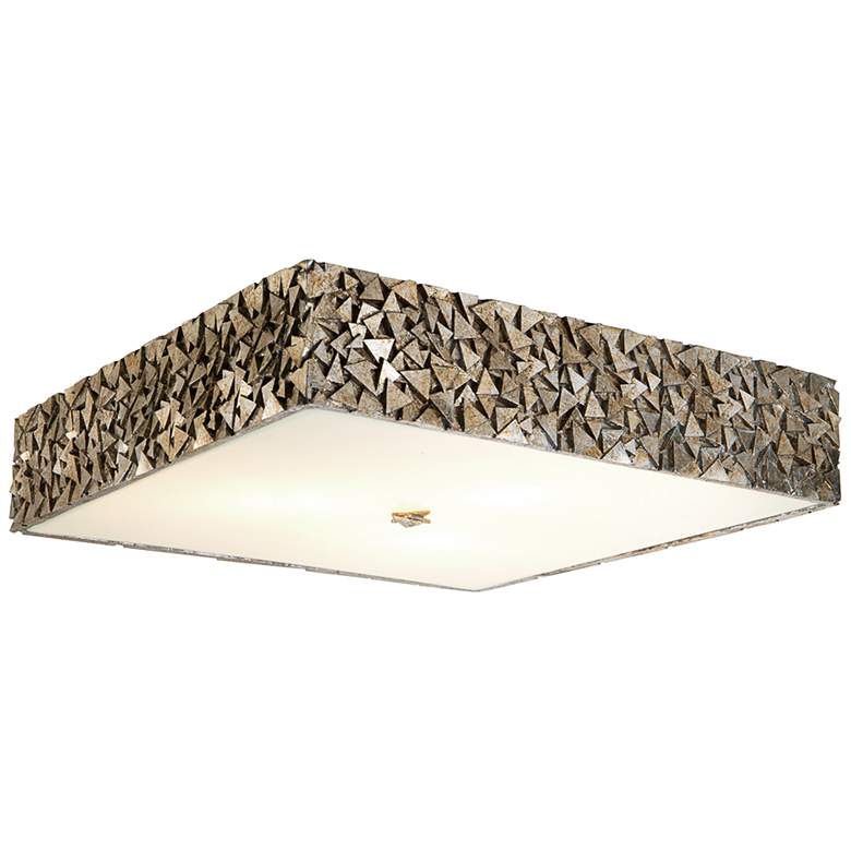 Image 2 Mosaic 20" Wide Antique Silver Leaf Square Ceiling Light