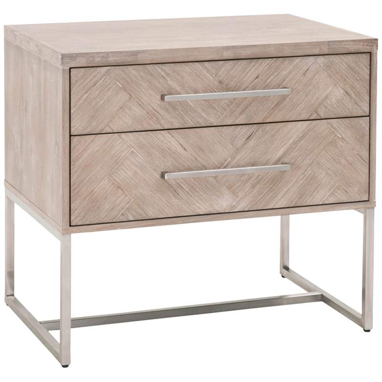 Image 2 Mosaic 29 1/2 inch Wide Natural Gray Wood 2-Drawer Nightstand
