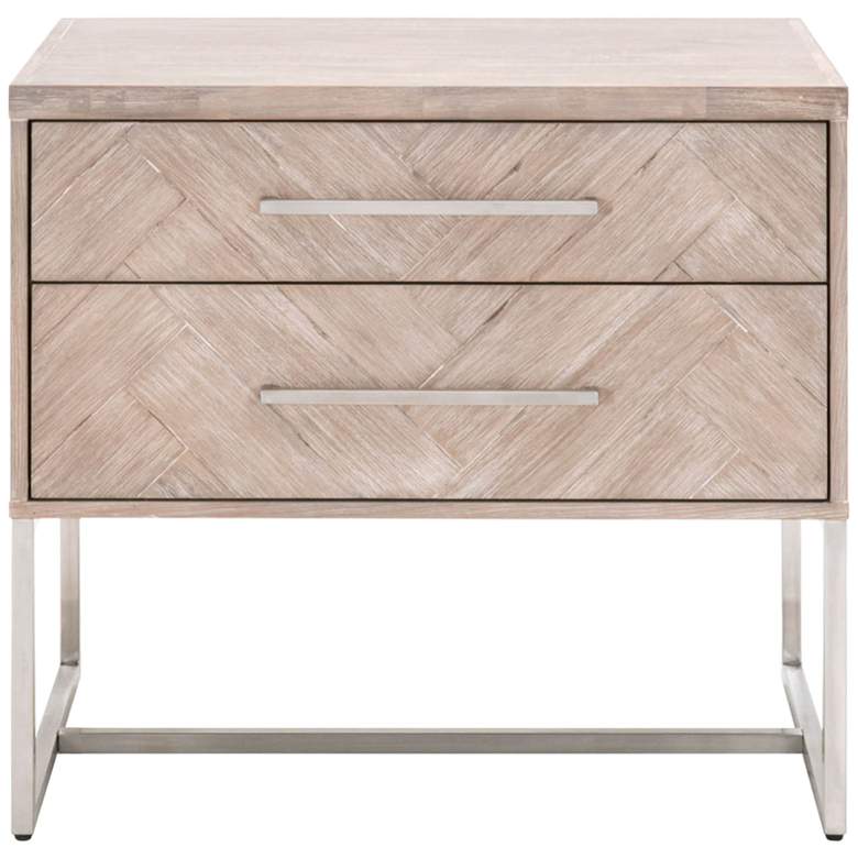 Image 3 Mosaic 29 1/2 inch Wide Natural Gray Wood 2-Drawer Nightstand more views