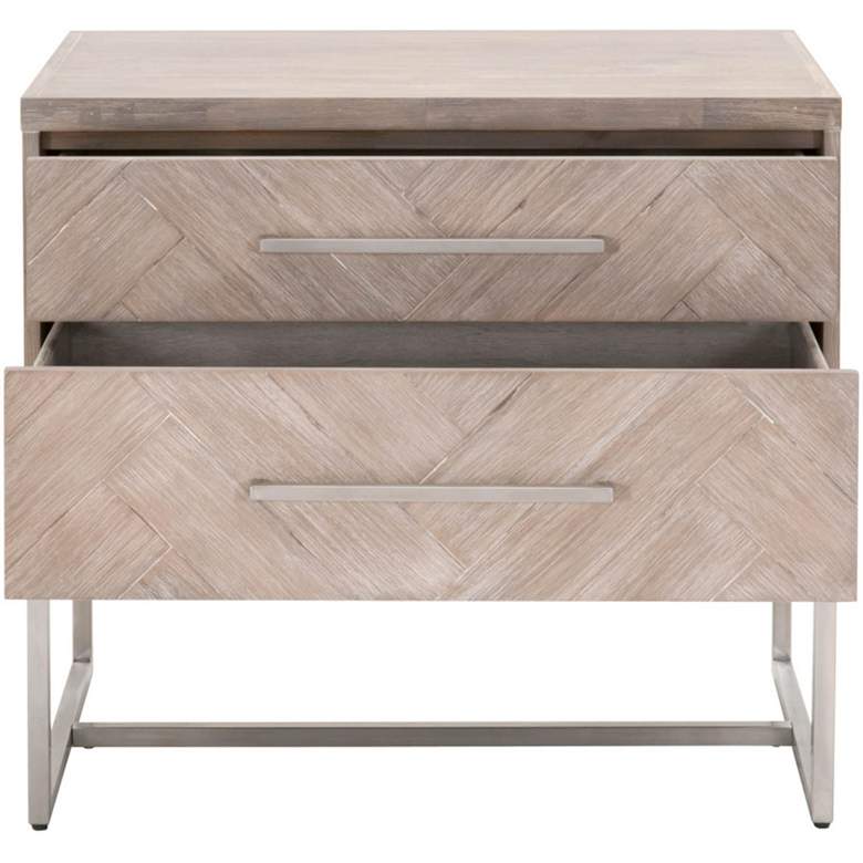 Image 4 Mosaic 29 1/2 inch Wide Natural Gray Wood 2-Drawer Nightstand more views