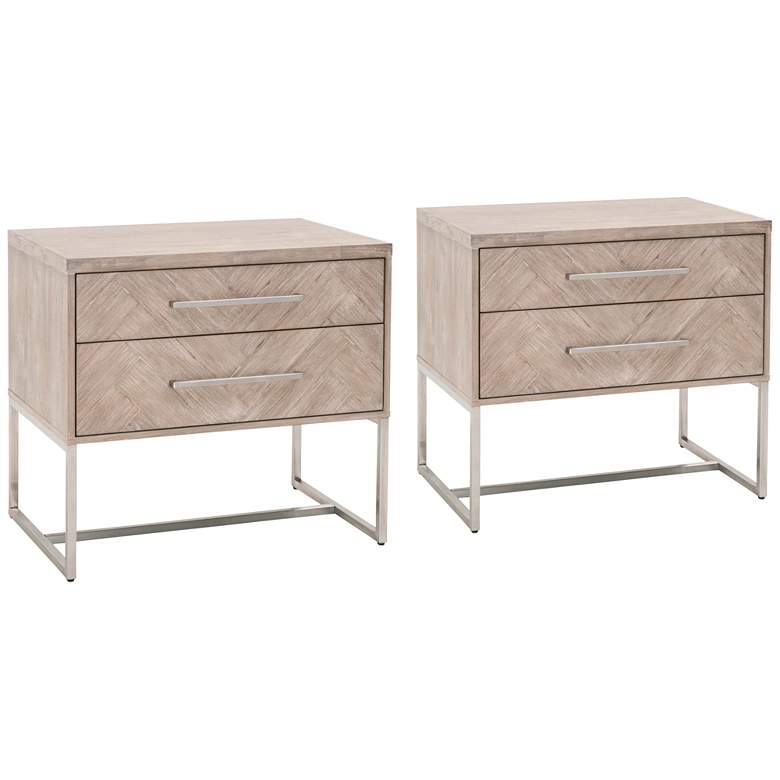 Image 1 Mosaic 29 1/2" Wide Natural Gray Wood 2-Drawer Nightstands Set of 2