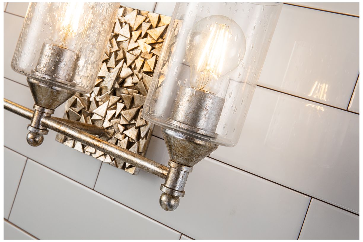 Image 3 Mosaic 3-Light Vanity Light In Antique Silver more views