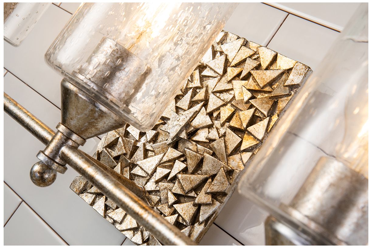 Image 4 Mosaic 3-Light Vanity Light In Antique Silver more views