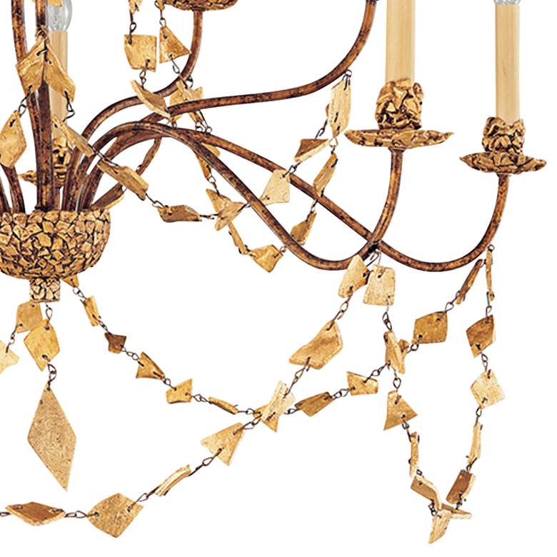 Image 2 Mosaic 37 inchW Antiqued Gold Leaf 10-Light 2-Tier Chandelier more views