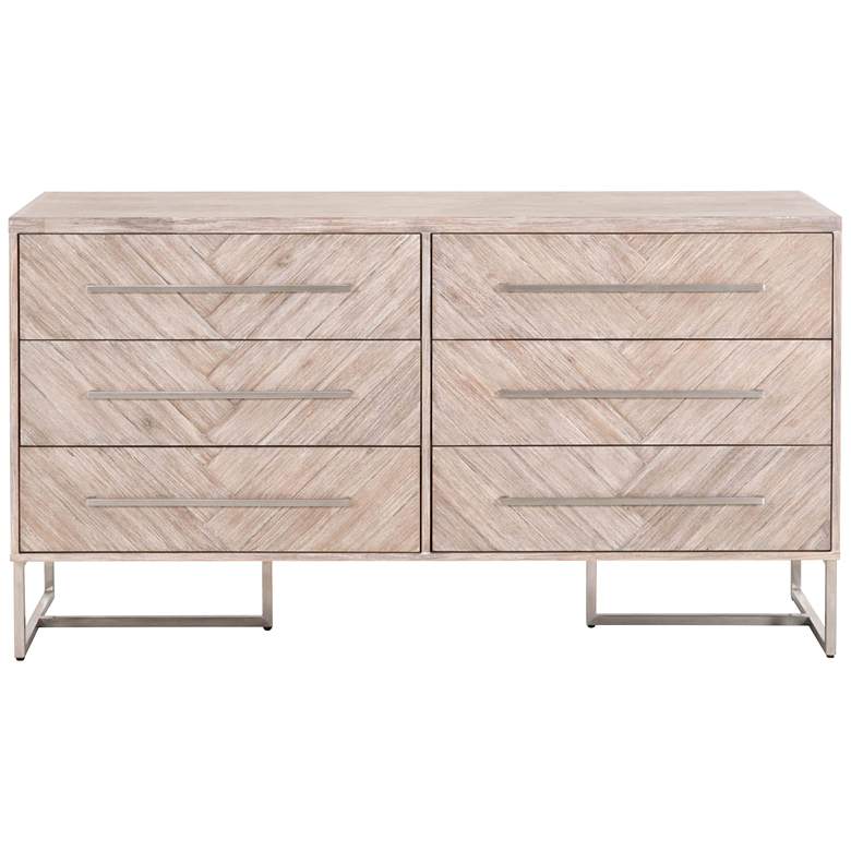 Image 1 Mosaic 62" Wide Natural Gray Wood 6-Drawer Double Dresser