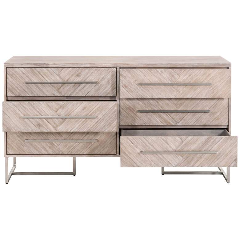 Image 2 Mosaic 62" Wide Natural Gray Wood 6-Drawer Double Dresser more views