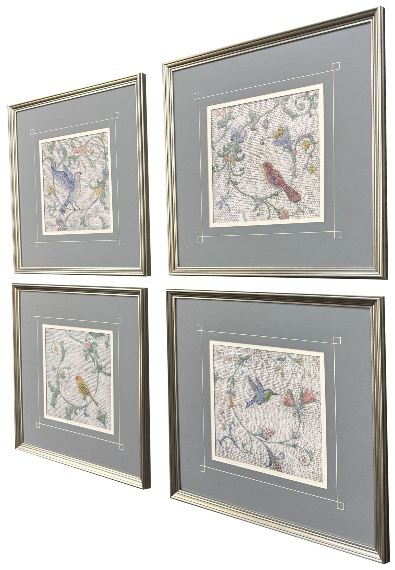 Image 2 Mosaic Birds 19"W x 19"H Framed Art - Set of 4 more views