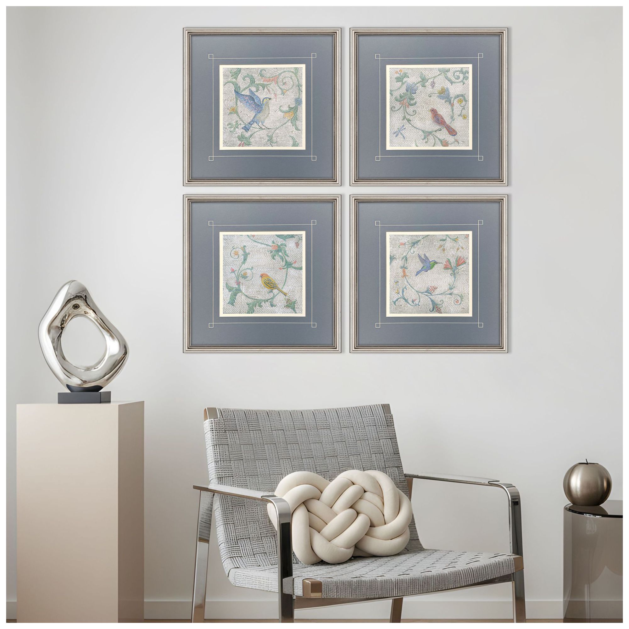 Image 4 Mosaic Birds 19"W x 19"H Framed Art - Set of 4 more views