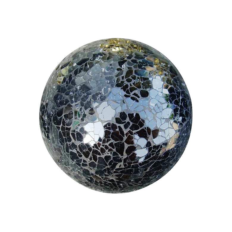 Image 1 Mosaic Glossy Black 5 inch Wide Mirrored Decorative Ball